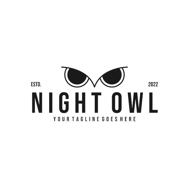 Vector night owl logo template simple logo design vector illustration