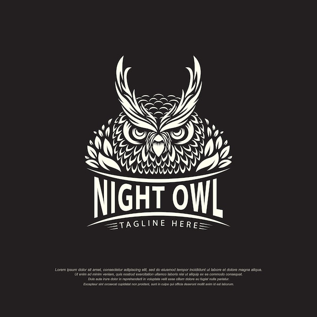 Night owl logo vector abstract illustration template design on black background