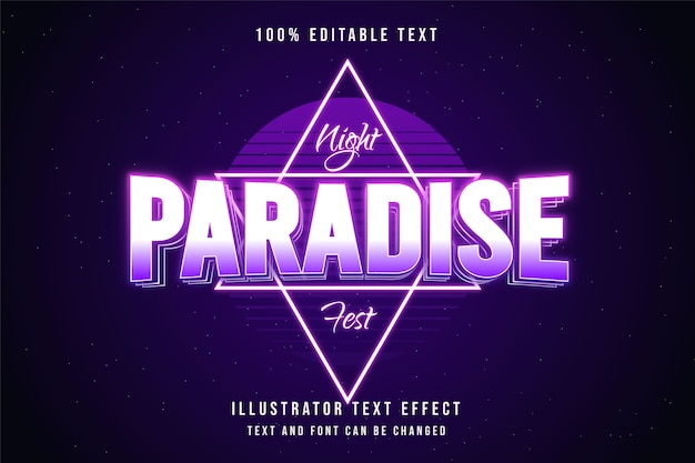 Night paradise fest,3d editable text effect pink gradation purple neon text style