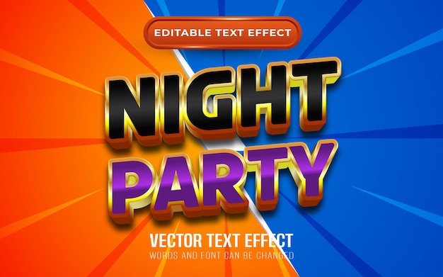 Night party editable text effect