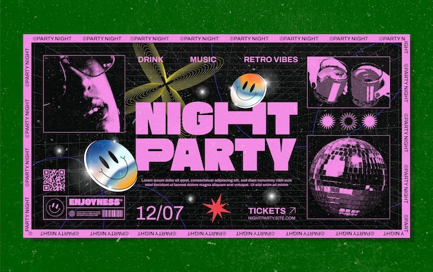 Vector night party facebook post template