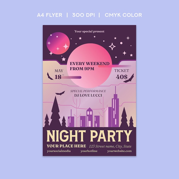 Vector night party flyer