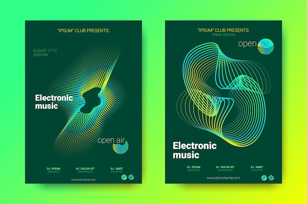 Night party flyers for electronic music festival invitation