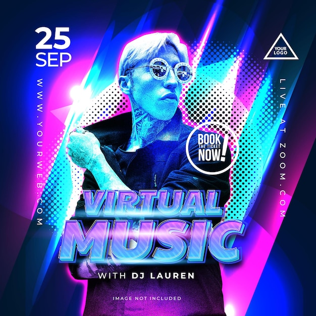 Vector night party music banner for social media template