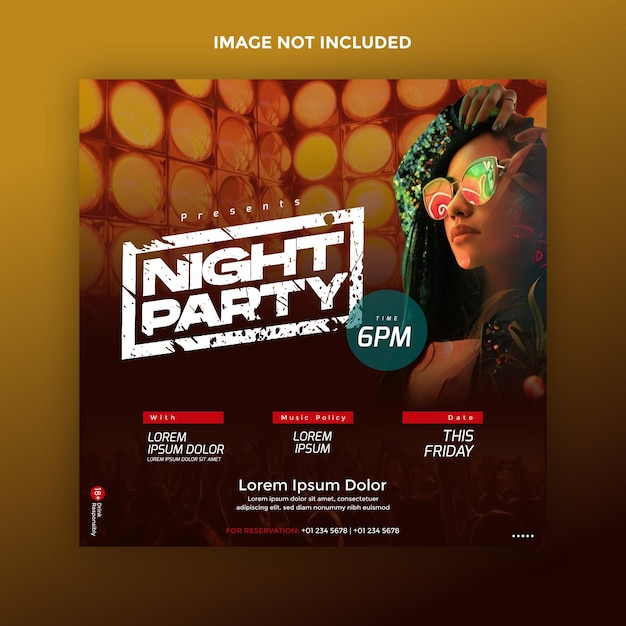 Night party nightclub flyer design on a gradient fill background