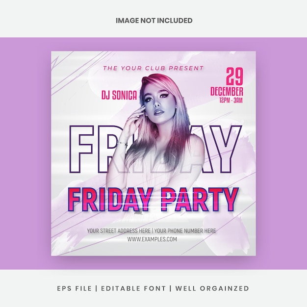 Vector night party social media instagram post banner template