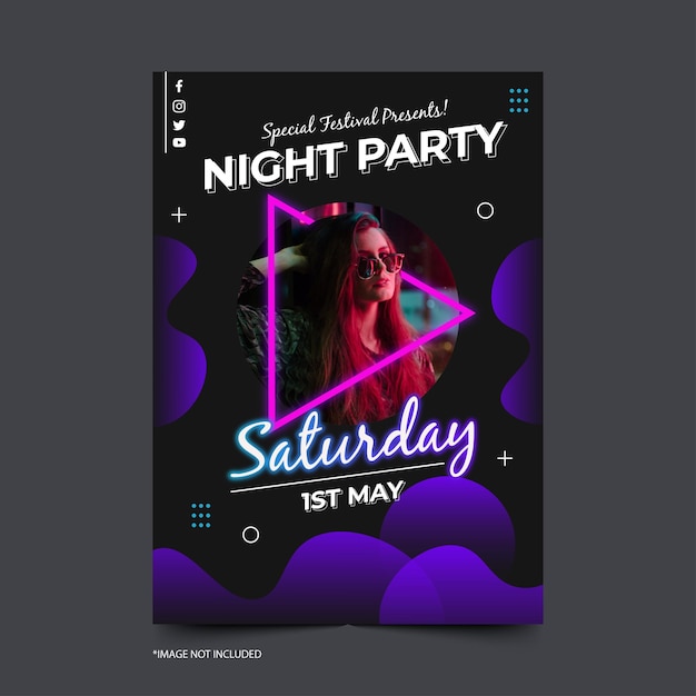 Night party social media template poster flyer editable eps cc