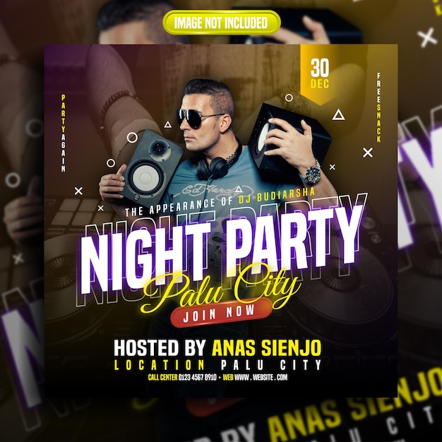 Vector night party social media template