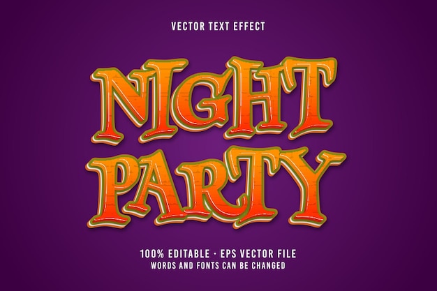 Night party text editable font effect