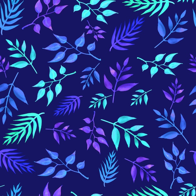 Night party tropical leaves vector card seamless