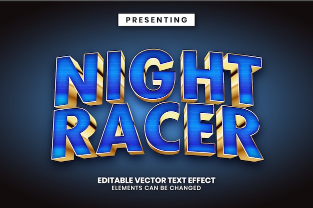 Night racer - superhero movie logo style editable text effect