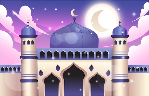 Vettore la notte del ramadan alla moschea