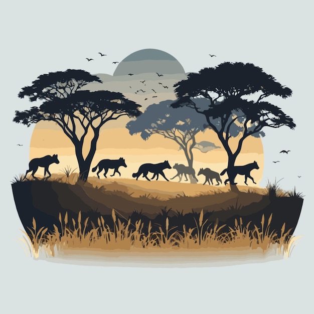 Night savannah lands vector