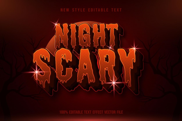 Vector night scary editable text effect orange style