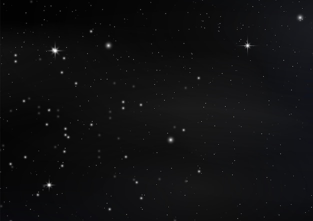 night shining starry sky stardust black cosmos background outer space light stars galaxy vector