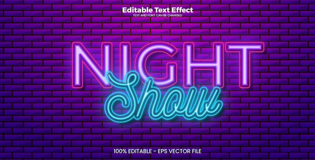 Night Show bewerkbaar teksteffect met Neon-stijl