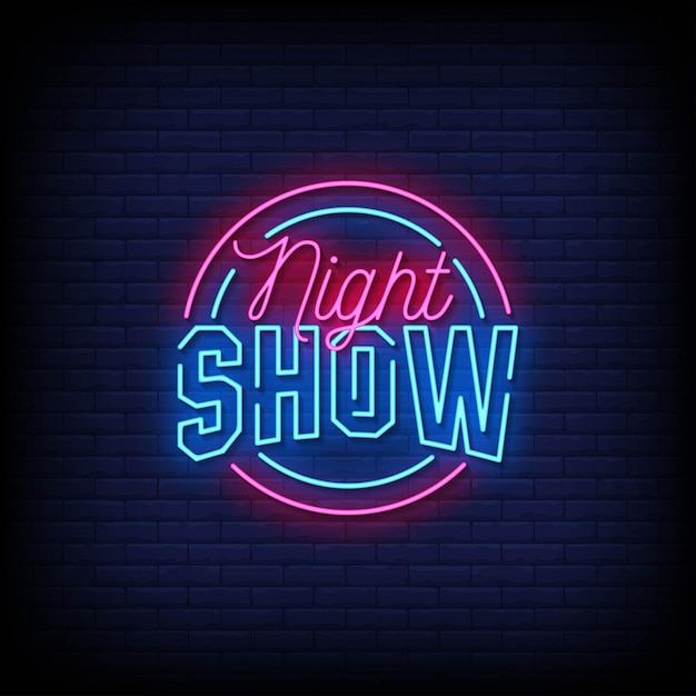 Vector night show neon signs style text