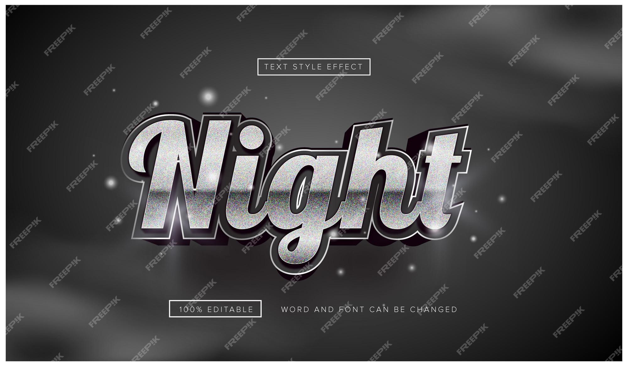 Premium Vector | Night silver text effect editable