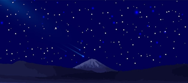 ベクトル 星と山と夜空の背景