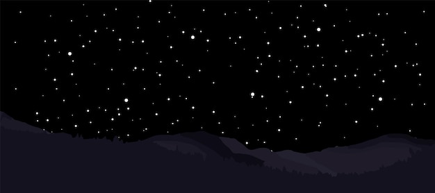 Night sky background with stars and mountains