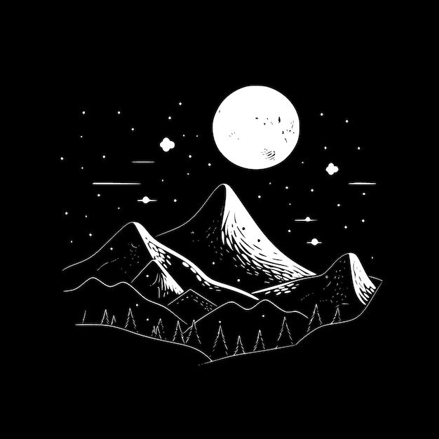 Night Sky Black and White Isolated Icon Vector illustration