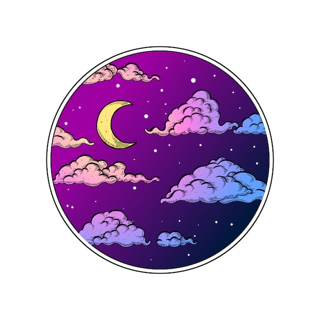 Night sky in circle