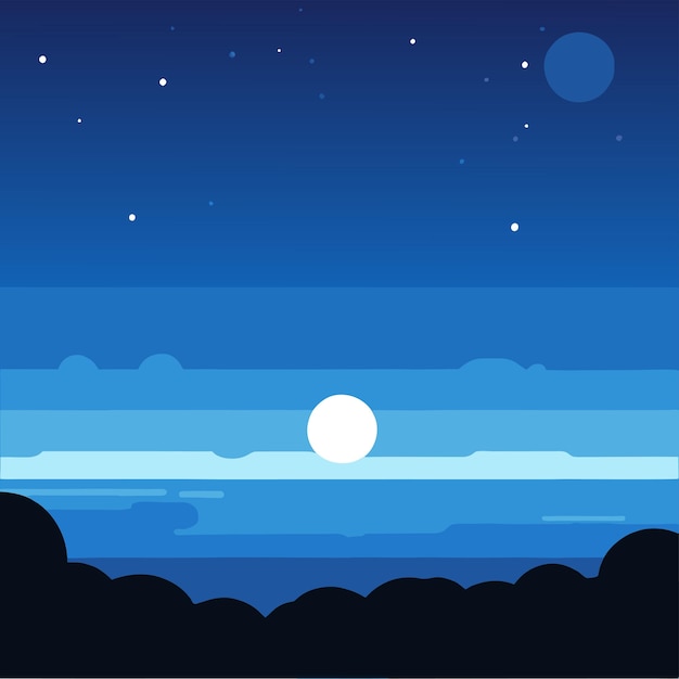 Night sky hand drawn flat stylish cartoon sticker icon concept isolated illustration