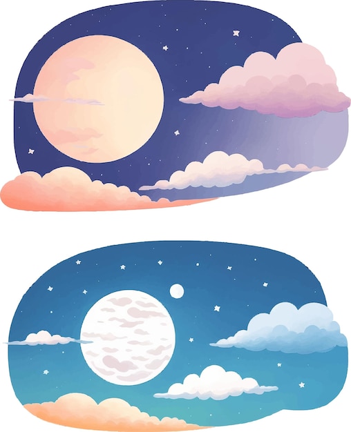 Vector night sky and moon