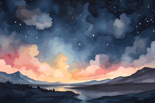 Night sky watercolor wallpaper