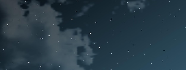 雲と多くの星の夜空