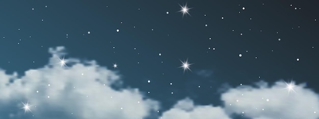벡터 구름과 많은 별이 있는 밤하늘