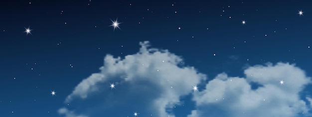 雲と多くの星の夜空