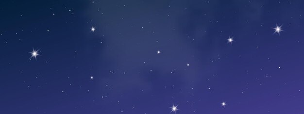 Вектор Ночное небо с облаками и множеством звезд