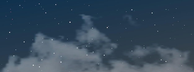 雲と多くの星の夜空