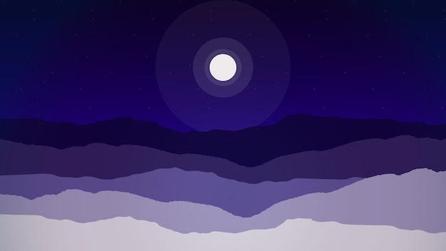 Vettore cielo notturno con sfondo di nuvole. cielo viola con luna e nuvole. design per compagno di scrivania. tappetino per mouse.