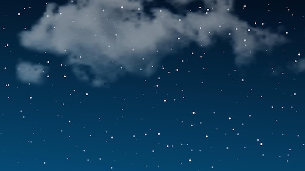 Vector night sky with clouds and many stars. abstract nature background with stardust in deep universe. vector illustration.