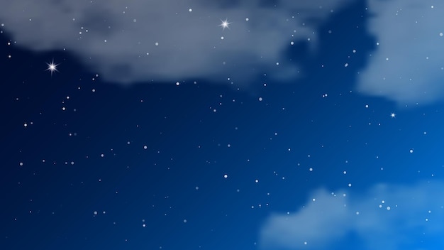Vettore cielo notturno con nuvole e molte stelle natura sfondo astratto con polvere di stelle nell'universo profondo illustrazione vettoriale