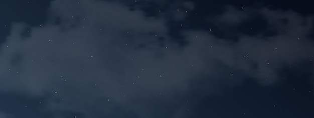 Vector night sky with clouds and many stars