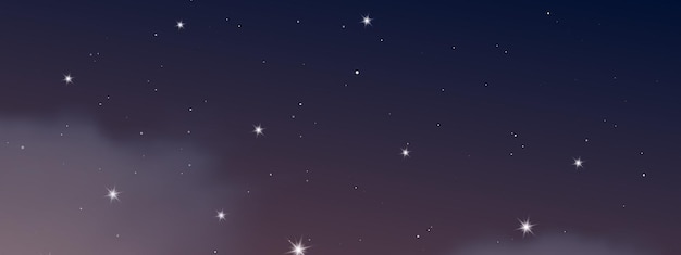 雲と多くの星の夜空