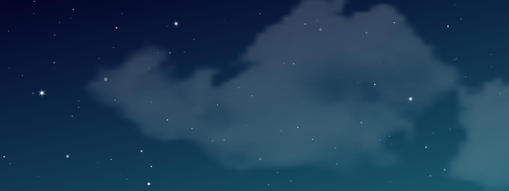 Vector 구름과 많은 별이 있는 밤하늘