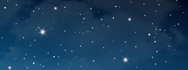 Vector night sky with clouds and many stars