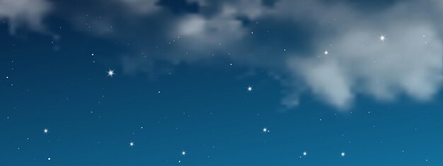 雲と多くの星の夜空