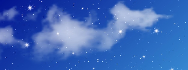 Night sky with clouds and many stars