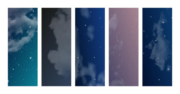 雲と多くの星の夜空