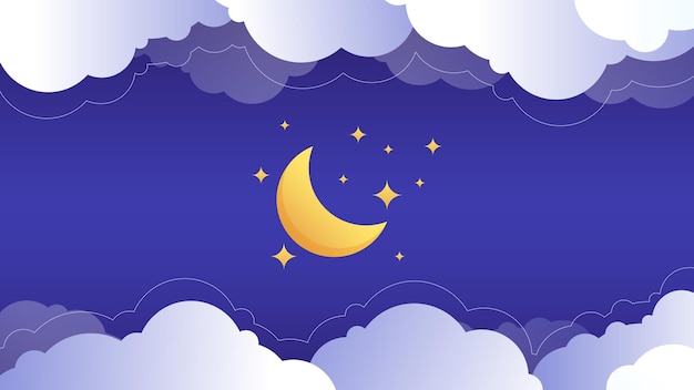 Night sky with clouds and moon