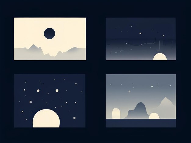 Vector night sky with clouds and mountains