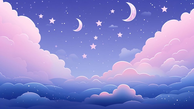 Night sky with clouds and stars background Vector illustration Eps 10