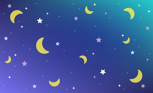 Premium Vector | Night sky with moon and star background wallpaper night  galaxy moon star