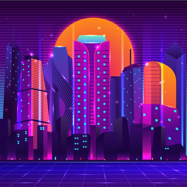 夜の摩天楼の背景