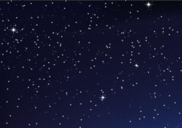 Вектор Ночное звездное небо голубой космос фон звезды космического пространства с туманностью галактика космос вектор